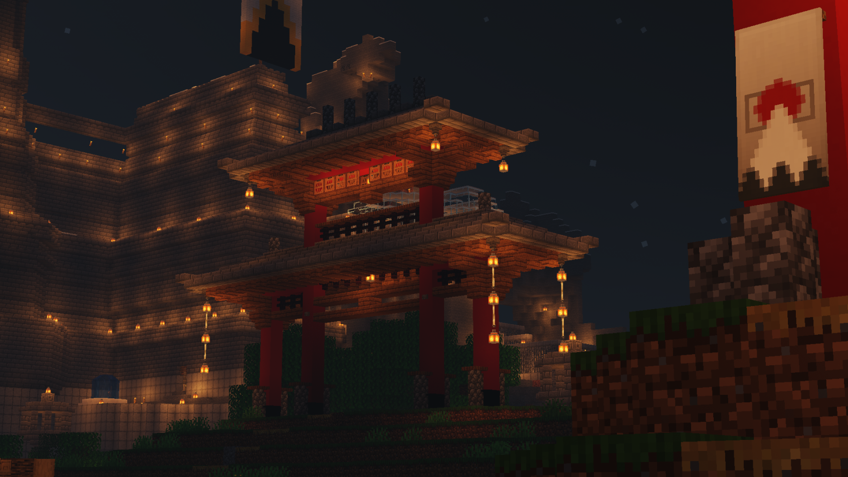 Screenshot of Tori Gate and Odessa at night